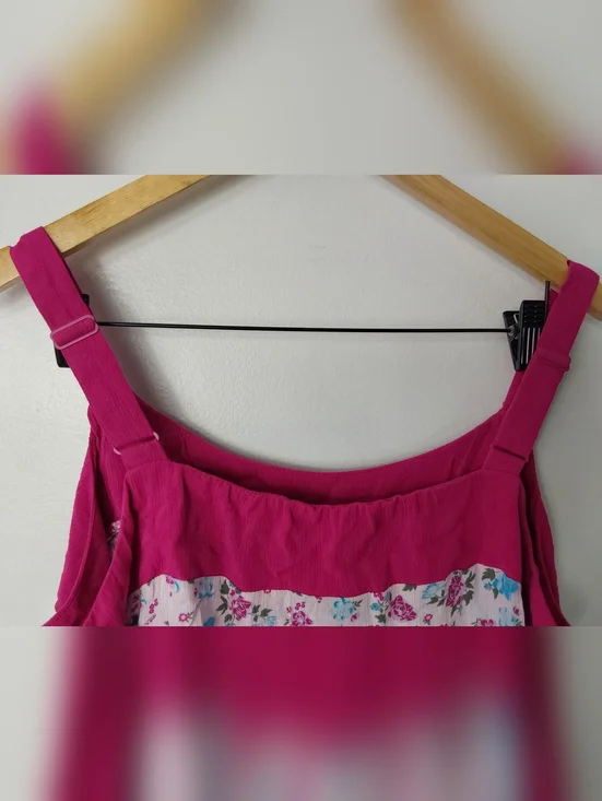 NWT Lane Bryant Pink Floral Pom Trim Detail Tank Top Summer Feminine - Picture 7 of 7